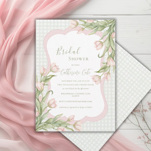 Convites Tulipas Rosa Vintage Chá de Noiva Floral Florido 