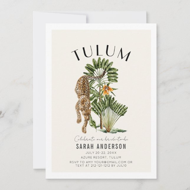 Convites Tulum Leopard Bachelorette Weekend Itinerário QR (Frente)
