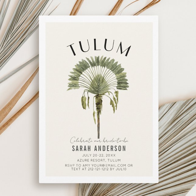 Convites Tulum Palm Tree Bachelorette Weekend Itinerário (Criador carregado)
