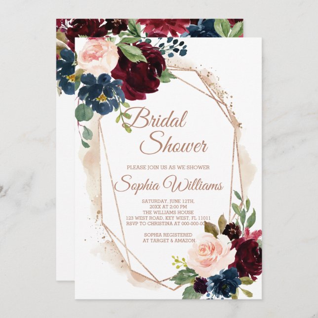 Convites Turbilhão, Marinho e Chá de panela Dourado (Frente/Verso)