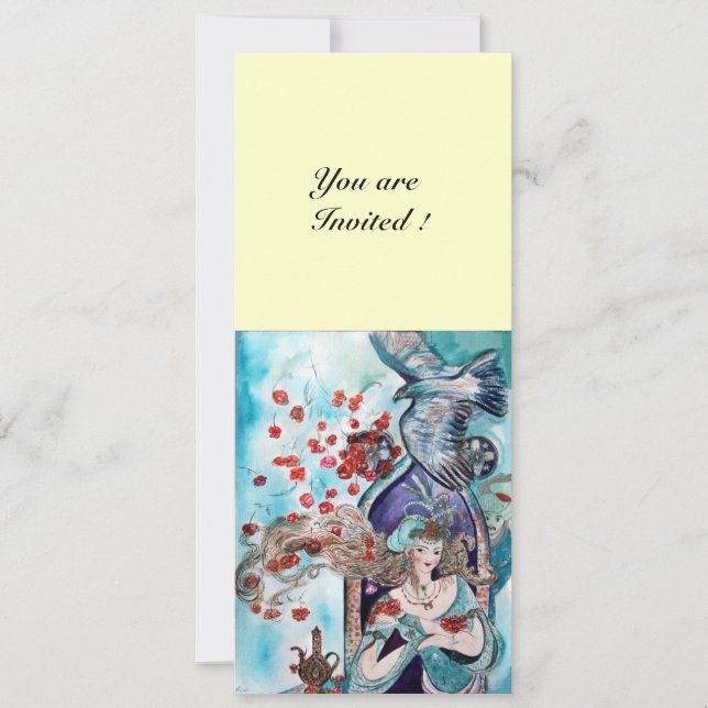 Convites TURCO - LEITURA DA TURQUIA, creme branco azul bril (Frente)