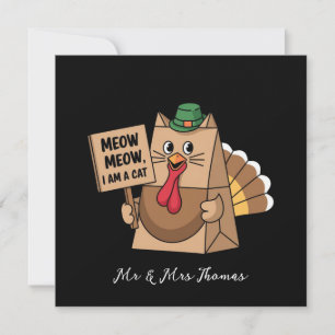 Convites Turco Paper Bag Meow Engraçado Gato de Ação de Gra