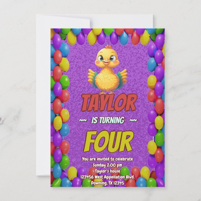 Convites Turco Personalizado Aniversário Único Crianças Con (Frente)