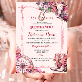 Convites Turco Rosa Boho Ocidental Charra Tema Quinceanera