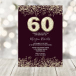 Convites Turfeiras e Dourados ou mulheres 60ª Festa de aniv<br><div class="desc">Burgundy e Dourada Mens ou Mulheres 60º Convite de aniversário Belo Convite à Confetti Glitter Dourado Faux. Coleção em Niche e Nest. Design cortesia do Studio Denmark</div>