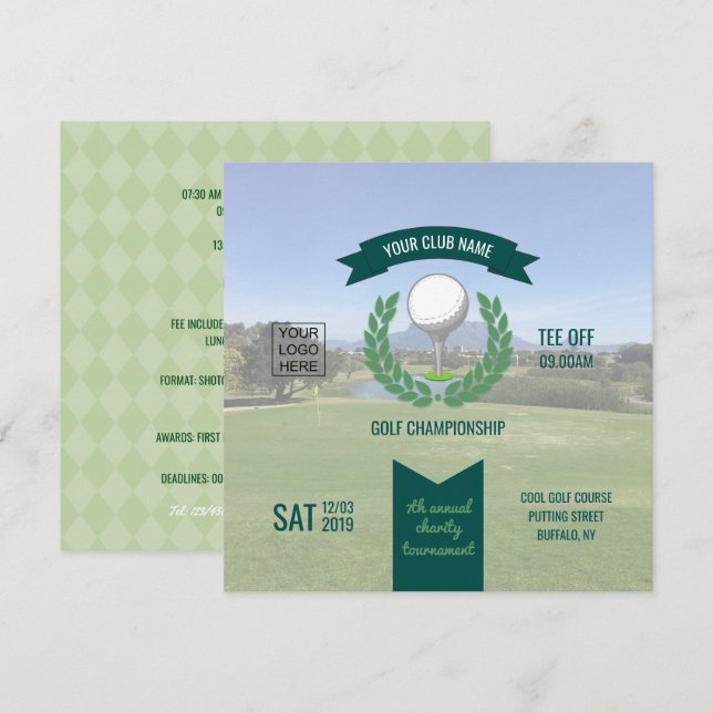 Convites Turim de Golf Club/Corporate adicione foto e logot (Frente/Verso)