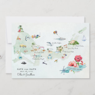 Convites Turks & Caicos Mapa de Itinerário de Casamento d