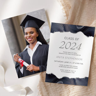 Convites Turma de 2024 Foto Ágata Azul Cinza Graduação
