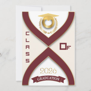 Convites Turma de 2026 Burgundy & Gold Edição Personalizáve