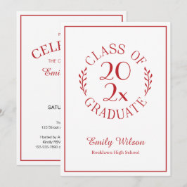 Convites Turma De 2026 Emblema Vermelho Branco Festa De For