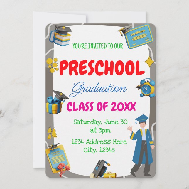 Convites Turma de Formatura da Pré-Escola de 20XX (Frente)