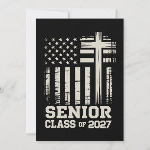 Convites Turma de Formatura de 2027 Bandeira dos EUA Cruz G