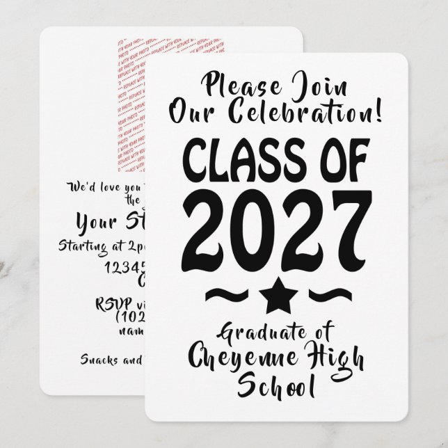 Convites Turma Estelar de 2027 Foto Graduação (Frente/Verso)
