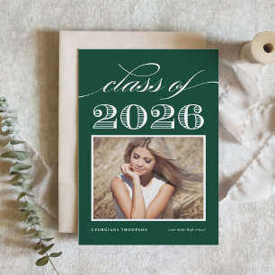 Convites Turma Vintage de 2026 Foto de Formatura Verde