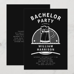 Convites Turnê de Bachelor Festa de Branca e Preto