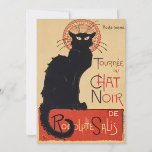 Convites Turnê do Gato Preto Vintage Black Cat Art Nouveau
