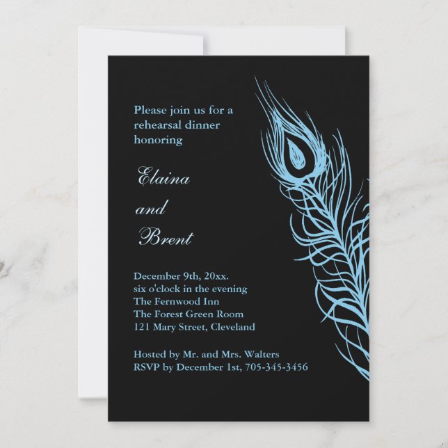 Convites Turquesa agite seu rabo-de-cauda ensaiando jantar (Frente)