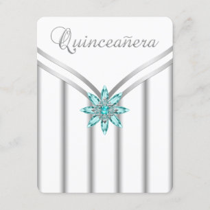 Convites Turquesa Blue Silver Quinceanera Invasores