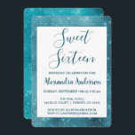 Convites Turquesa Blue Sparkle Doce Dezesseis Aniversário<br><div class="desc">Turquesa Blue Sparkle Doce Dezesseis Convites de aniversário. Este convite é perfeito para a Festa de aniversário Turquoise Blue Sweet 16,  que quer celebrar em Teal.</div>