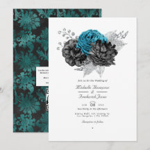 Turquesa - Casamento Floral de Teal Black e Silver