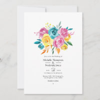 Turquesa, Casamento Floral Rosa e Amarelo