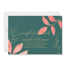 Turquesa Coral Ouro CHUVEIRO DE CASAL Manuscrito