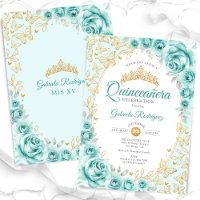 Turquesa Dourada Quinceanera