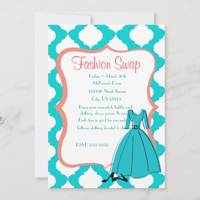 Convites Turquesa e Coral (Frente)