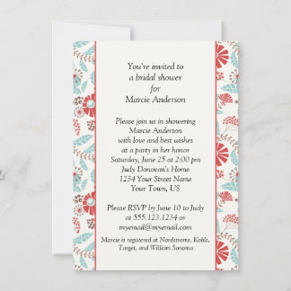 Convites Turquesa e Orange Floral Chá de panela Invite