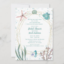 Turquesa e Rosa Sob o Mar Bridal Shower Caprichoso