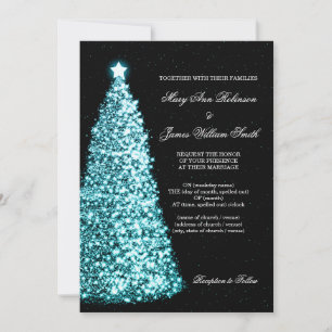 Convites Turquesa Elegante de Casamento de Natal