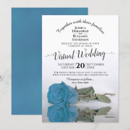 Convites Turquesa Elegante ou Casamento Virtual do Sky Blue