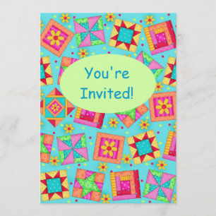 Convites Turquesa Green Patchwork Quilt Block Art