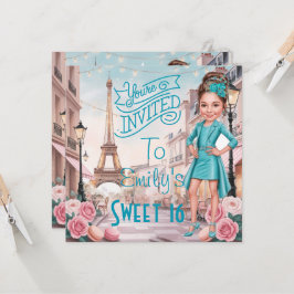 Convites Turquesa Personalizada Sweet 16 em Paris