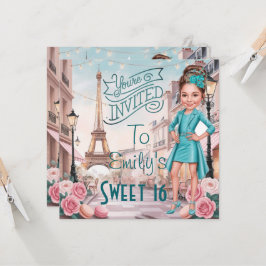 Convites Turquesa Personalizada Sweet 16 em Paris
