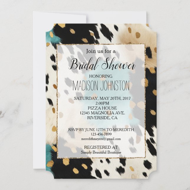 Convites Turquesa Preto Creme Dourado Vaqueira Ocidental Co (Frente)