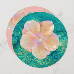 Convites Turquesa-rosa Hibiscus flor-água-rosa-havaiana