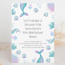 Convites Turquesa Sereia - Festa de aniversário