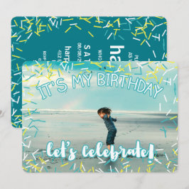 Convites Turquesa Sprinkles | Festa de aniversário de Fotog