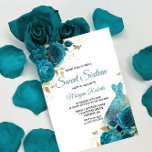 Convites Turquesa Teal Sparkle Dress Doce 16 Partido<br><div class="desc">Turquesa Teal Sparkle Dress Doce 16 Convite de festas mais elegante designs florais em nossa loja! Consulte a coleção correspondente em nossa loja</div>
