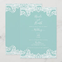 Turquesa Verde Água Branco Renda Casamento Elegant
