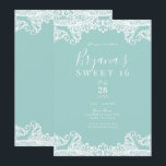 Convites Turquesa Verde Água Branco Renda Elegante Doce Fes<br><div class="desc">Personalize para qualquer evento</div>
