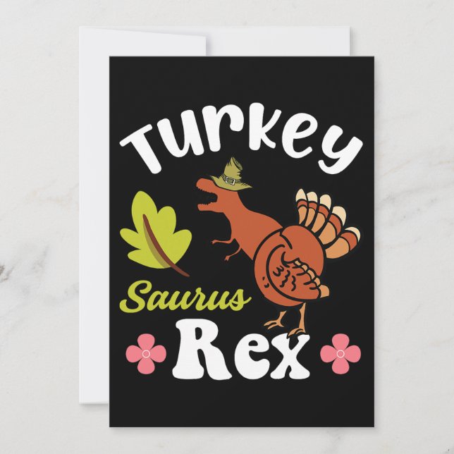 Convites Turquia Saurus Rex Ação de Graças Dinossauro Turqu (Frente)