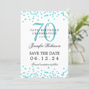 Convites Turquoise 70 Birthday Guarde os Detalhes da Data