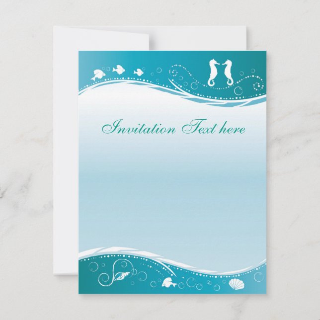 Convites Turquoise Beach Wedding Invitation (Verso)