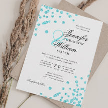 Turquoise Confetti QR RSVP de Casamento de Script