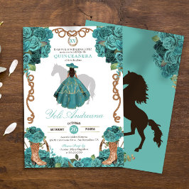 Convites Turquoise Floral Charro Vestidos Quinceanera