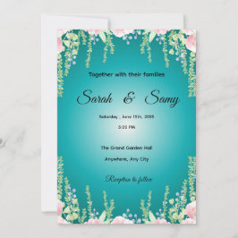 Convites Turquoise Green Floral Wedding Invitation | Elegan