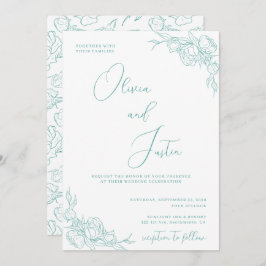 Convites Turquoise Peony Elegance Wedding