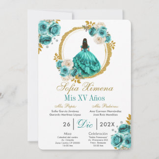 Convites Turquoise Quinceañera Invitation